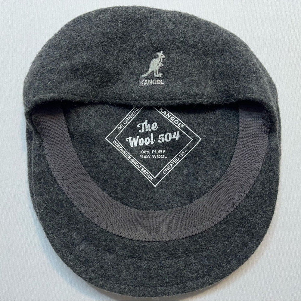 Kangol The Wool 504 Dark Flannel Flat Cap Mens Size Medium Modern Classic Hat - Picture 6 of 11